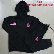 Kids 2020-21 Real Madrid Black Training Kits Youth Hoodie Jacket with Pants