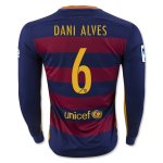 2015-16 Barcelona DANI ALVES 6 LS Home Soccer Jersey