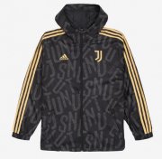 2021-22 Juventus Black Windbreaker Hoodie Jacket