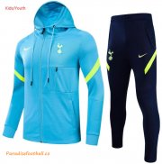 Kids 2021-22 Tottenham Hotspur Sky Blue Training Kits Youth Hoodie Jacket with Pants