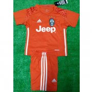 Kids Juventus 2016-17 Orange Goalkeeper Soccer Shirt With Shorts