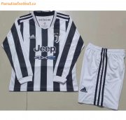 2021-22 Juventus Kids Long Sleeve Home Soccer Kits Shirt With Shorts