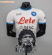 2021-22 Napoli Maglia Gara Maradona Special White Soccer Jersey Shirt Player Version