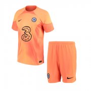 Kids 2022-23 Chelsea Orange Goalkeeper Soccer Kits Shirt with Shorts