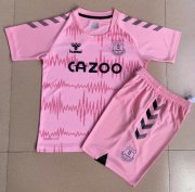 Kids 2020-21 Everton Pink Goalkeeper Soccer Youth Kits Shirt With Shorts