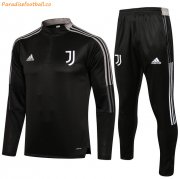 2021-22 Juventus Black Grey Training Kits Sweatshirt with Pants