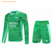2021-22 Arsenal Long Sleeve Green Goalkeeper Soccer Kit Shirt with Shorts