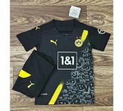 2020-21 Borussia Dortmund Kids Away Soccer Kits Shirt With Shorts