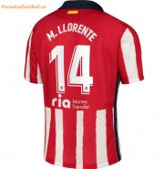 2020-21 Atlético de Madrid Home Soccer Jersey Shirt with M. Llorente 14 printing