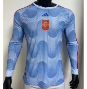 2022 FIFA World Cup Spain Long Sleeve Away Soccer Jersey Shirt Player Version