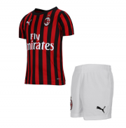 Kids AC Milan 2019-20 Home Soccer Shirt with Shorts