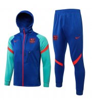 2021-22 Barcelona Blue Green Training Kits Hoodie Jacket with Pants