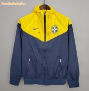 2021-22 Brazil Navy Yellow Windbreaker Hoodie Jacket