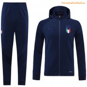2021-22 Italy Dark Blue Training Kits Hoodie Jacket with Pants