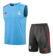 2021-22 Real Madrid Blue Training Vest Kits Soccer Shirt with Shorts