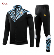 Kids 2021-22 Manchester City Black Blue Training Suits Jacket with Pants