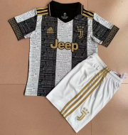 2021-22 Juventus Kids Black White Special Soccer Kits Shirt With Shorts