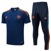 2022-23 Manchester United Cyan Polo Kits Shirt + Pants