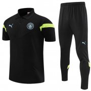 2022-23 Manchester City Black Polo Kits Shirt + Pants