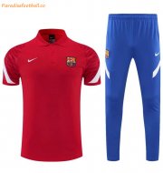 2021-22 Barcelona Red Polo Kits Shirt with Pants