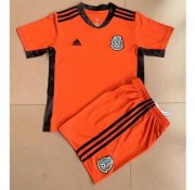 Kids Mexico 2021 Orange Goalkeeper Soccer Jersey Kit (Shirt + Shorts)