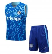2022-23 Chelsea Light Blue Training Vest Kits Shirt with Shorts