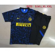 2020-21 Inter Milan Blue Black Training Kits Capri Pants with Shirt