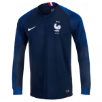 2 Stars 2018 World Cup France Long Sleeve Home Soccer Jersey Shirt