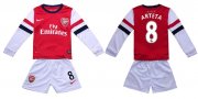 Kids Arsenal 13/14 Home #8 Arteta Long Sleeve Kit(Shirt+shorts)