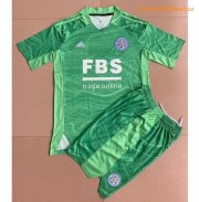 2021-22 Kids Leicester City Goalkeeper Green Soccer Kits Shirt With Shorts