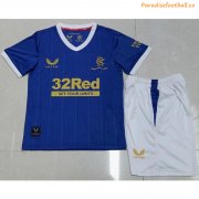 2021-22 Glasgow Rangers Kids Home Soccer Kits Shirt With Shorts