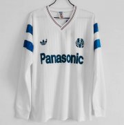 1990 Marseille Retro Long Sleeve Home White Soccer Jersey Shirt