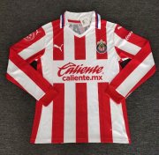 2020-21 Chivas Deportivo Guadalajara Long Sleeve Home Soccer Jersey Shirt