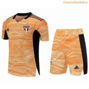 2021-22 Sao Paulo Gaolkeeper Orange Soccer Kits Shirt with Shorts