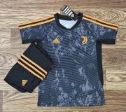 Kids Juventus 2020-21 Black Training Kits Shirt With Shorts