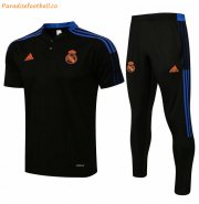 2021-22 Real Madrid Black Blue Training Kits Shirt with Pants