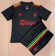 Kids 2021-22 Ajax Black Third Away Soccer Kits Shirt With Shorts