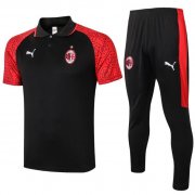 2020-21 AC Milan Black Red Training Kits Shirt with Pants