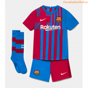 Kids Barcelona 2021-22 Home Soccer Full Kits Shirt & Shorts & Socks