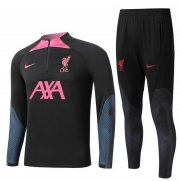 2022-23 Liverpool Black Pink Training Kits Sweatshirt with Pants