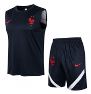 2021-22 France Navy Training Vest Kits Soccer Shirt with Shorts