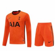 2020-21 Tottenham Hotspur Long Sleeve Goalkeeper Orange Soccer Jersey Kits (Shirt+Shorts)