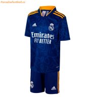 2021-22 Real Madrid Kids Away Soccer Kits Shirt With Shorts