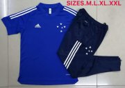 2020-21 Cruzeiro Blue Short Sleeve Training Kits Shirt with Pants