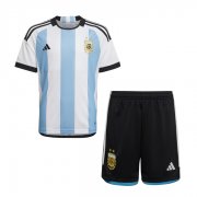 2022 World Cup Kids Argentina Home Soccer Kits Shirt With Shorts