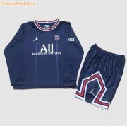 2021-22 PSG Kids Long Sleeve Home Soccer Kits Shirt with Shorts