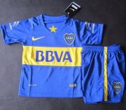 Kids Boca Juniors 2015-16 Home Soccer Shirt With Shorts
