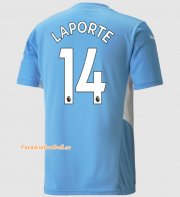 2021-22 Manchester City Home Soccer Jersey Shirt with Aymeric Laporte 14 printing