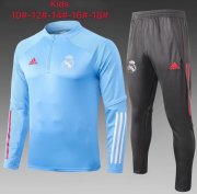 Kids 2020-21 Real Madrid Blue Training Kits Youth Sweatshirt with Pants