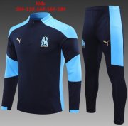2020-21 Olympique Marseille Kids Navy Blue Training Suits Youth Sweatshirt with Pants
